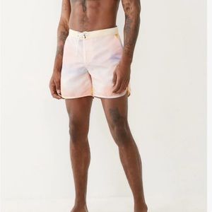 True Religion Above The Knee Pastel Tie Dye Board Shorts SZ 33 EUC